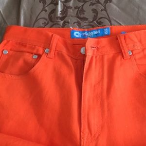 2 pair of pants orange and blue